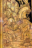 Bangkok Wat Pho, decoration detail of the vihan of the Reclining Buddha. 